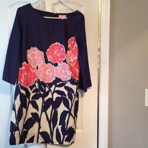 Lilly Pulitzer Navy & Pink Floral Shift Dress